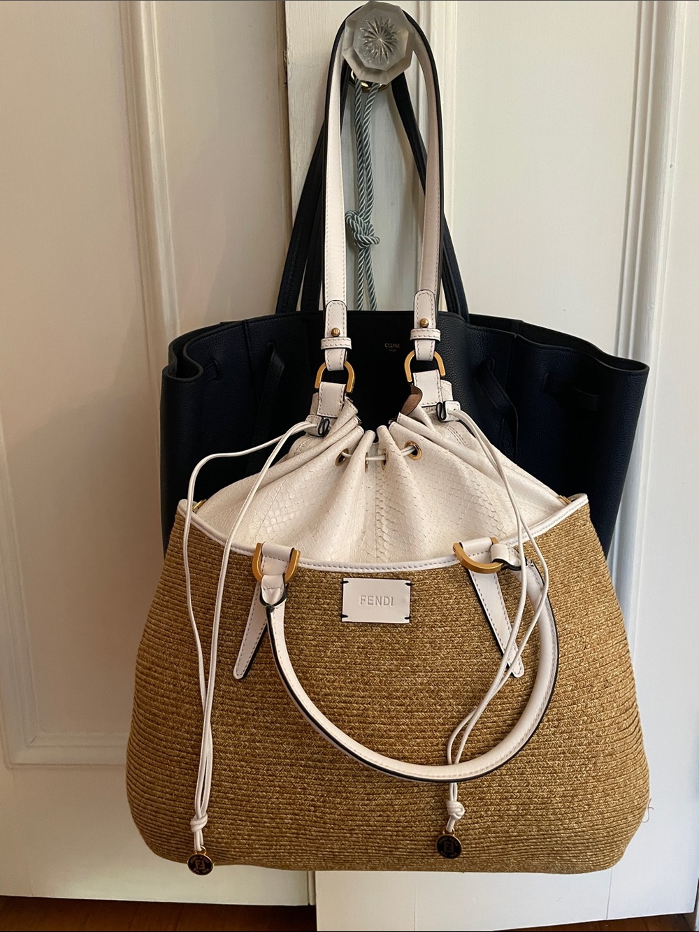 Fendi White & Tan Tote Authentic - Picture 5 of 15